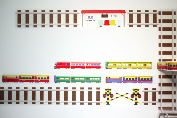 4つのホットモデル：道路、小さな車、鉄道、列車の紙テープ 5枚目の画像