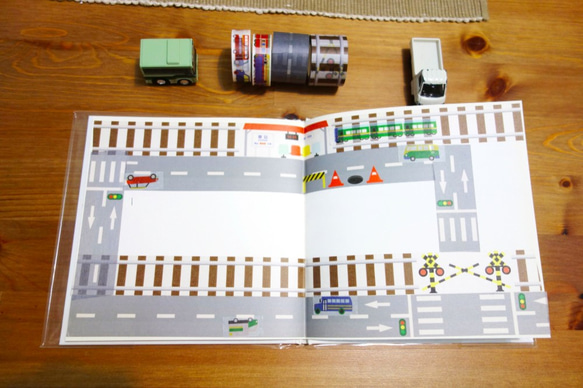 4つのホットモデル：道路、小さな車、鉄道、列車の紙テープ 6枚目の画像