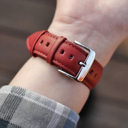Apple Watch 義大利真皮手工錶帶  40/44mm 防水抗污 棗紅色 客製包裝 第3張的照片