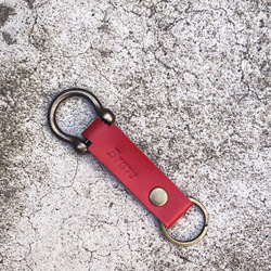 義大利真皮鑰匙圈  馬蹄形  車鑰匙    酒紅色  免費刻字 第1張的照片