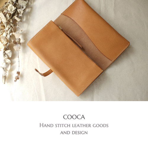 手縫い♪イタリアンレザーの大容量の長財布 ショルダー紐付きに変更可  