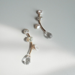 我思故我在珍珠控系列 珊瑚狀珍珠白水晶水滴耳環 手工限量製作- 回饋限量款 - 第3張的照片