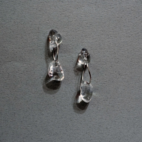 天然石飾品 輕珠寶 手工打磨白水晶水滴耳環 鈦/白鋼/14k白金 新品特價優惠中~ 第7張的照片