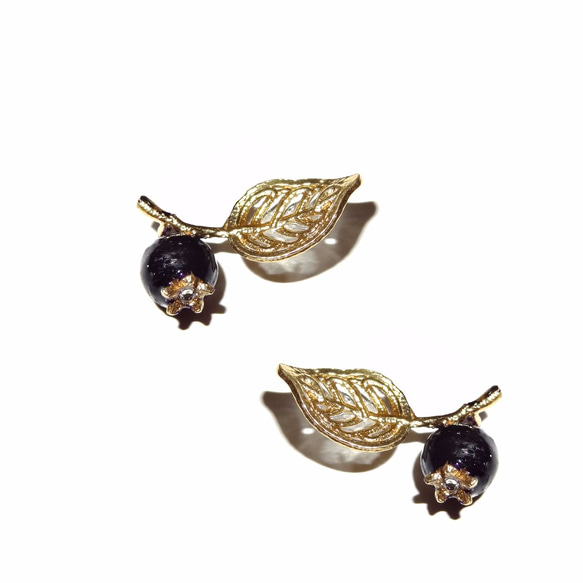 chiching棋青設計手工珠寶飾品 琺瑯系列 琺瑯藍莓耳環 星空款 接單製作 第1張的照片
