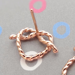 chiching棋青設計 輕珠寶編織結繩系列 玫瑰金心型編織耳環 接單製作 第2張的照片