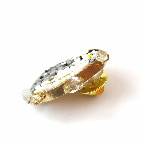 馬賽克Mosaic系列 國王企鵝baby赫基蒙油膽水晶&月光石胸針 預購 第4張的照片