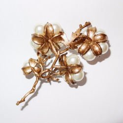 日本棉花珍珠 珍珠棉花胸針 褐金款 cotton pearl brooch 預購 第3張的照片