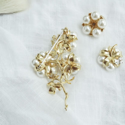 日本棉花珍珠 珍珠棉花胸針 褐金款 cotton pearl brooch 預購 第4張的照片