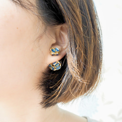 繡球系列 琺瑯蝴蝶雙面耳環 double sided earrings 接單製作 chiching design 第3張的照片