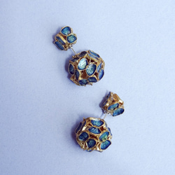 繡球系列 琺瑯蝴蝶雙面耳環 double sided earrings 接單製作 chiching design 第4張的照片