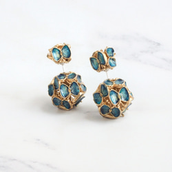 繡球系列 琺瑯蝴蝶雙面耳環 double sided earrings 接單製作 chiching design 第6張的照片