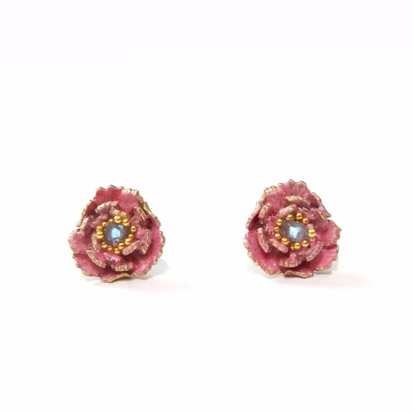ChichingQiqingデザイン手作りK14ジュエリーエナメルシリーズ花が咲く裕福なイヤリングの予約注文 2枚目の画像
