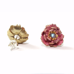 ChichingQiqingデザイン手作りK14ジュエリーエナメルシリーズ花が咲く裕福なイヤリングの予約注文 3枚目の画像