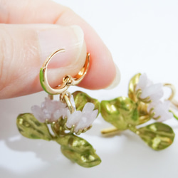 好一朵美麗的茉莉花耳墜 Jasmine earrings 粉色摩根石 茉莉飾品 預購 第3張的照片