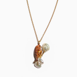 琺瑯可愛麻雀巴洛克珍珠樹項鍊 sparrow baroque pearl  接單製作 第3張的照片