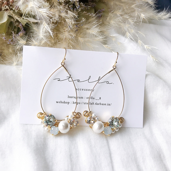 ビジューフープピアス -blue- ピアス（フープ） stella. 通販