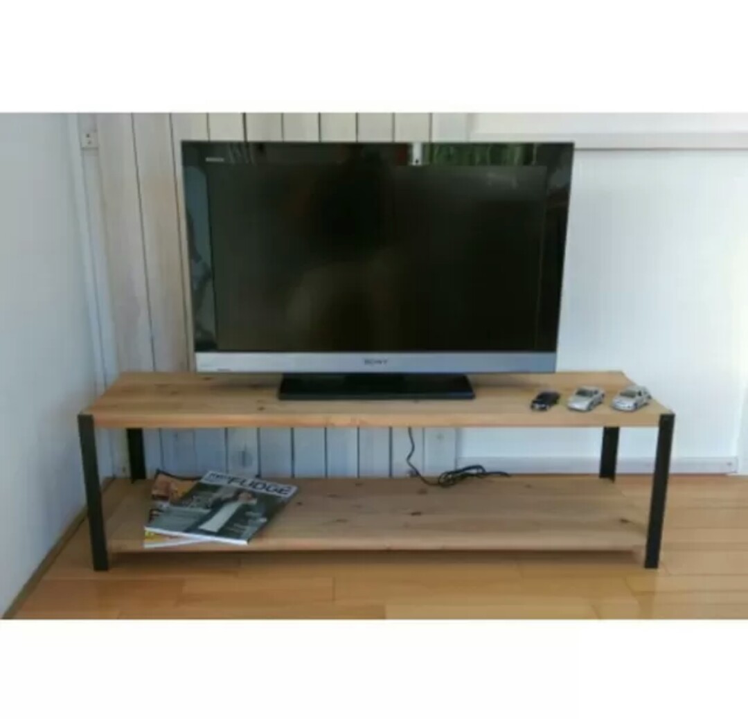 W120㎝★オリジナルチーク★六角ネジ★アイアン★大人カッコいい★テレビボード★