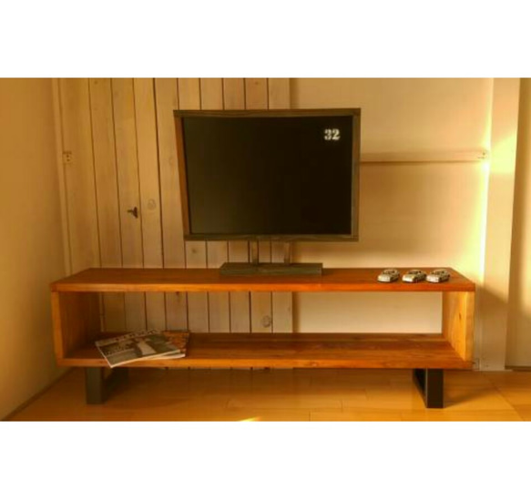 テレビ台　アイアン家具　ワトコオイル仕上げ テレビ台アイアン家具ワトコオイル仕上げ