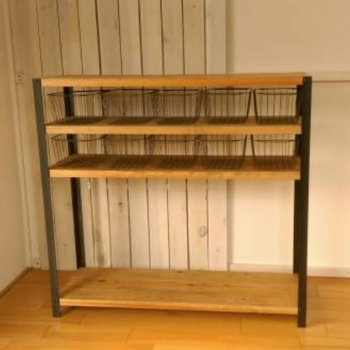 高さが自由に変更できる☆アイアン☆ワイドシェルフ