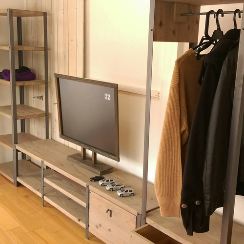 テレビ台　アイアン家具　ワトコオイル仕上げ テレビ台アイアン家具ワトコオイル仕上げ