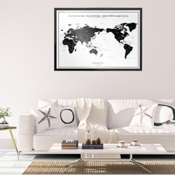 English & Japanese World map Poster A1 black MINIMAL MAP 第4張的照片