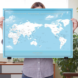 A1大きな世界地図ポスター / 空と海 / 英語・日本語表記 A1サイズ / ミニマルマップ 3枚目の画像