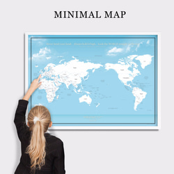 A1大きな世界地図ポスター / 空と海 / 英語・日本語表記 A1サイズ / ミニマルマップ 7枚目の画像