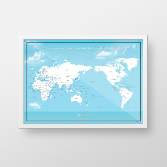 A1大きな世界地図ポスター / 空と海 / 英語・日本語表記 A1サイズ / ミニマルマップ 6枚目の画像