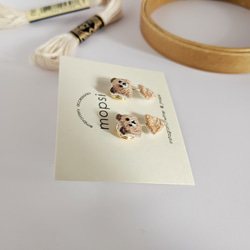 くまアイス 刺繍ピアス/イヤリング 2枚目の画像
