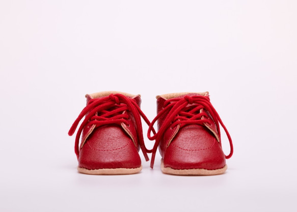 人與環保生態皮革紅色繫帶鞋11cm 12.5cm 13.5cm 初鞋嬰兒禮物 第2張的照片