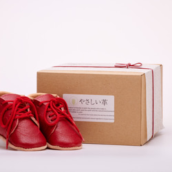 人與環保生態皮革紅色繫帶鞋11cm 12.5cm 13.5cm 初鞋嬰兒禮物 第4張的照片