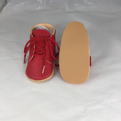 人與環保生態皮革紅色繫帶鞋11cm 12.5cm 13.5cm 初鞋嬰兒禮物 第7張的照片
