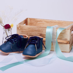 人與環境友好皮革生態皮革海軍藍11cm 12.5cm 13.5cm第一鞋 第1張的照片