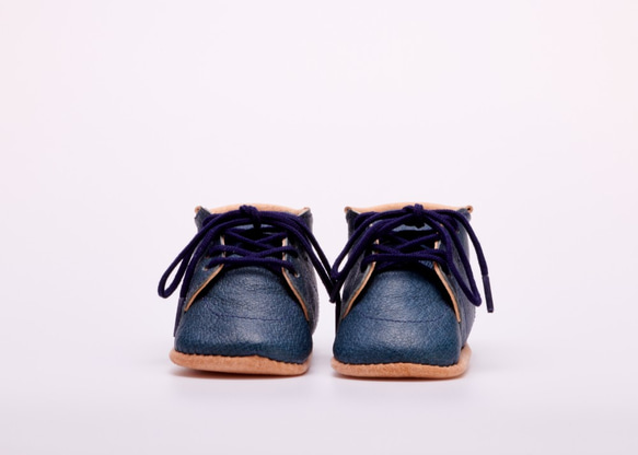 人與環境友好皮革生態皮革海軍藍11cm 12.5cm 13.5cm第一鞋 第5張的照片