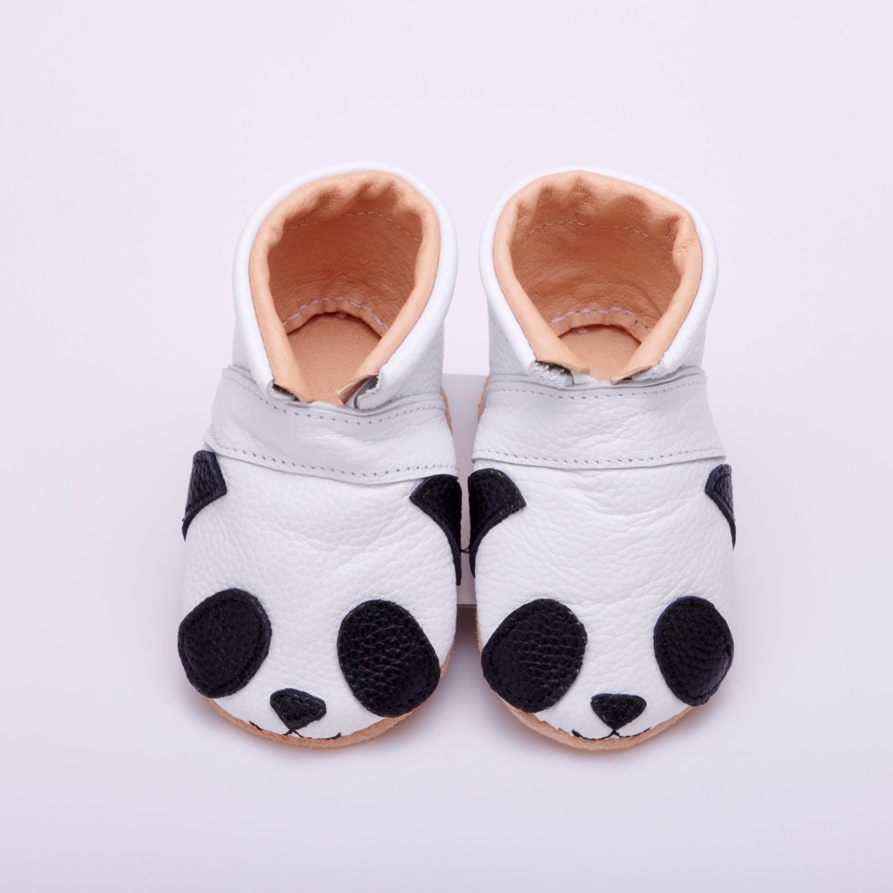 パンダ　ベビーシューズ お名前 お誕生日 入り 天然皮革使用ファーストシューズ 出産祝い 1歳お誕生日