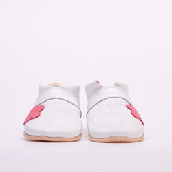 送給嬰兒禮物♪ 印有你名字的真皮嬰兒鞋 一周歲生日禮物 免費命名定制花粉色 第2張的照片