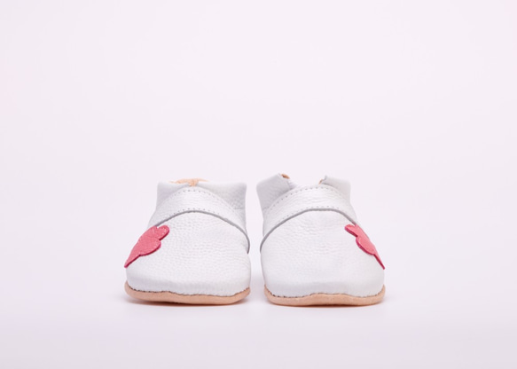送給嬰兒禮物♪ 印有你名字的真皮嬰兒鞋 一周歲生日禮物 免費命名定制花粉色 第2張的照片