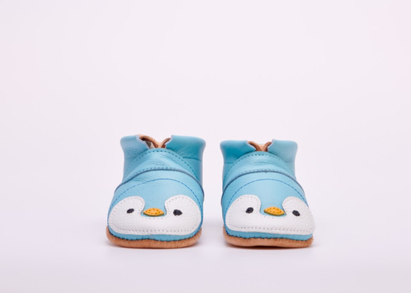 企鵝真皮嬰兒鞋帶名字一歲生日訂製第一雙鞋嬰兒禮物 第2張的照片
