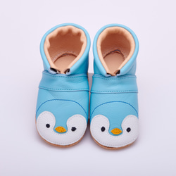 企鵝真皮嬰兒鞋帶名字一歲生日訂製第一雙鞋嬰兒禮物 第1張的照片