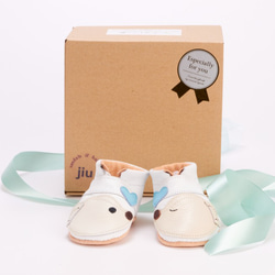 對於嬰兒禮物 ♪ 名稱真皮第一鞋熊嬰兒鞋 1 歲生日禮物手工縫製 第1張的照片