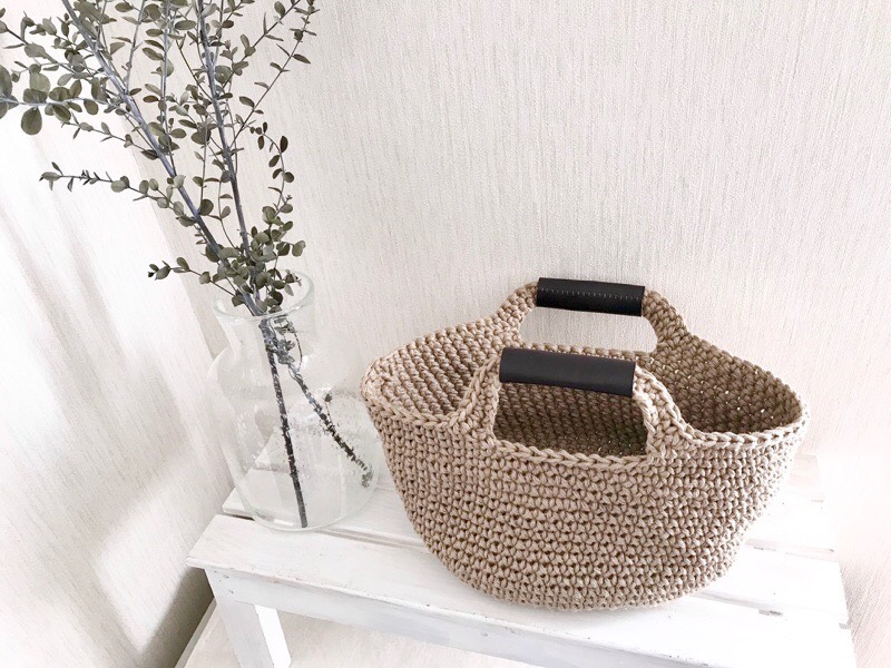 麻ひもカゴバッグL