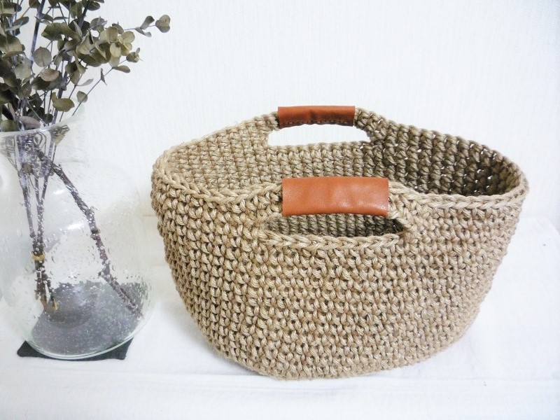 麻ひもカゴバッグ・横型