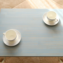 アンティークブルーの猫足テーブル 3枚目の画像
