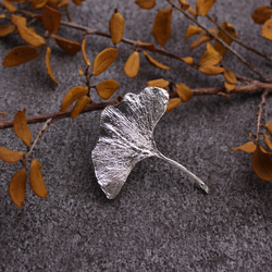 Ginkgo Leaf Brooch Sterling Silver Leaf Series 2枚目の画像