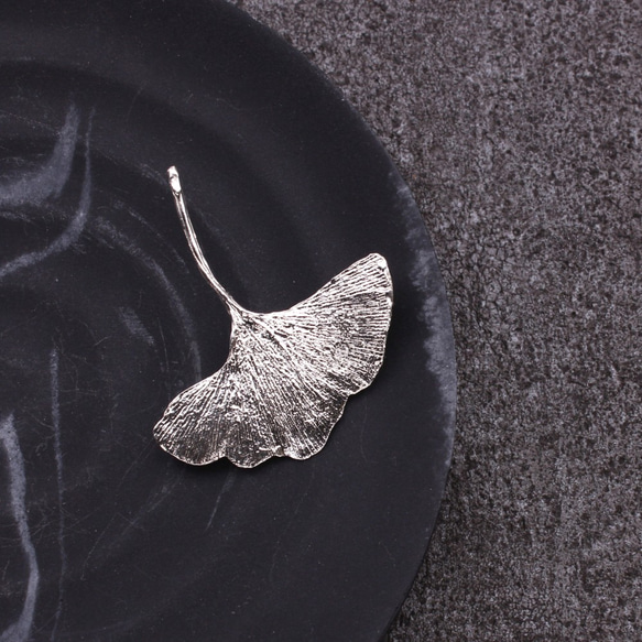Ginkgo Leaf Brooch Sterling Silver Leaf Series 4枚目の画像