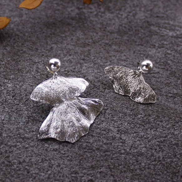 Ginkgo Leaf Earrings Sterling Silver Leaf Series 3枚目の画像