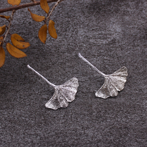 Ginkgo Leaf Earrings Sterling Silver Leaf Series 3枚目の画像