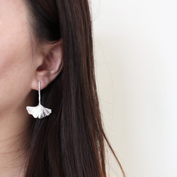 Ginkgo Leaf Earrings Sterling Silver Leaf Series 2枚目の画像