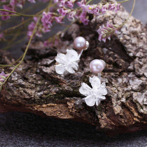 植物 果實 紫薇 | 珍珠純銀耳環 夾式耳環 第6張的照片