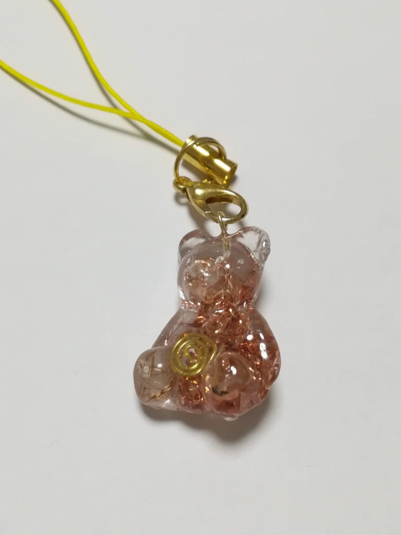 金運アップ！くまちゃんオルゴナイト根付（大） 携帯ストラップ